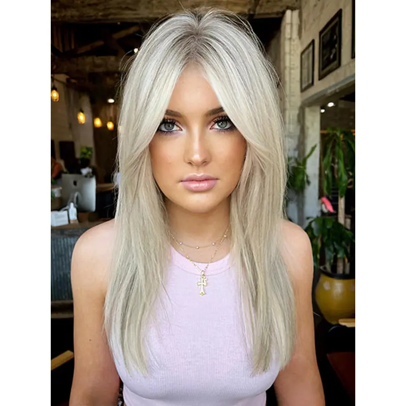 16" Monofilament Straight Long Blonde Wig