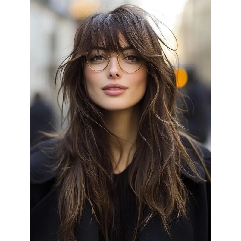 Long Brown Hair Wig Lace Front 18" Wavy Wigs