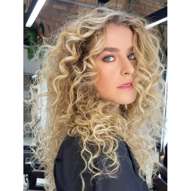 Long Curly Hair Wigs Lace Blonde Wig Without Bangs Long Wigs