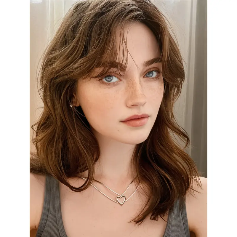 Medium Brown Lace Front Wig 14" Wavy Layered Wigs