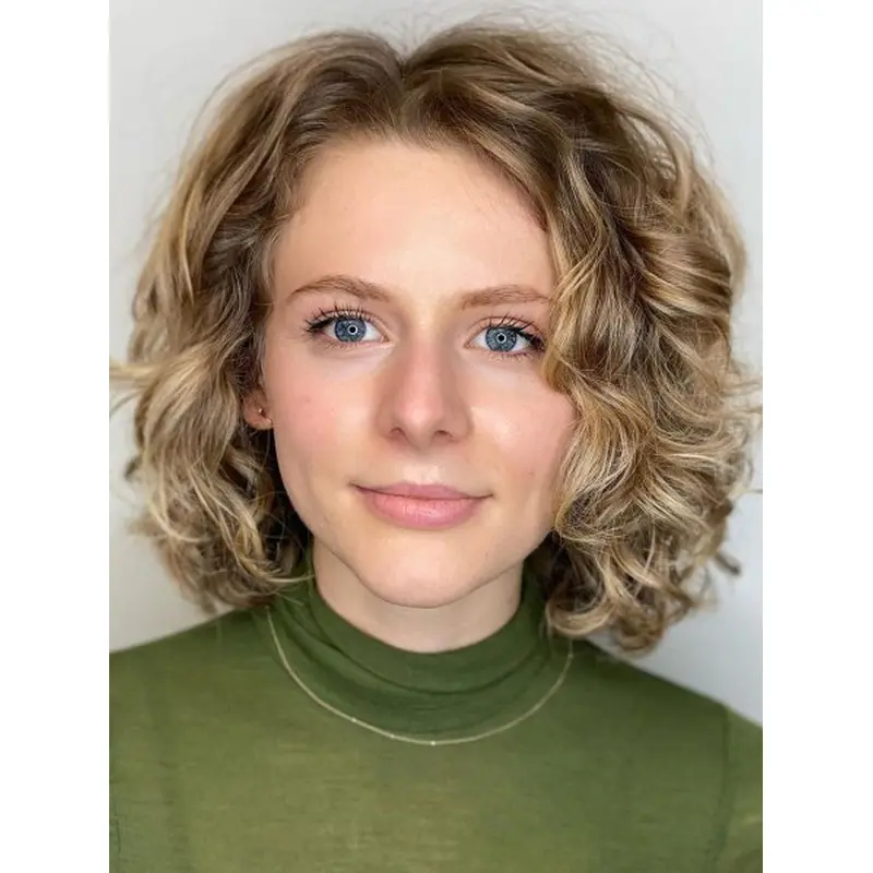 Medium Length Bob Wig 10" Curly Lace Front Remy Human Hair Wigs