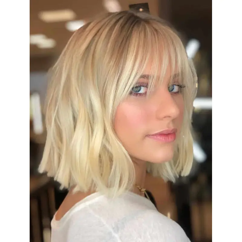 Shoulder Length Wigs With Bangs Lace Front Wigs Synthetic Wigs