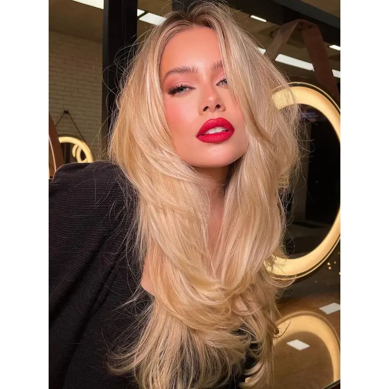 Synthetic 18" Monofilament Blonde Long Wig