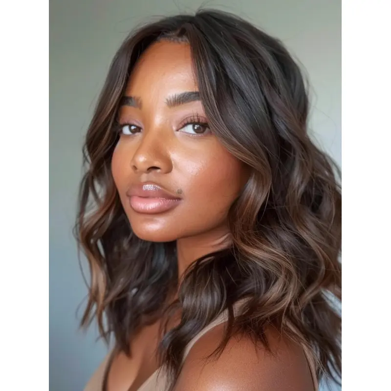 Wholesale African American Wigs Wavy Brown Layered Wigs