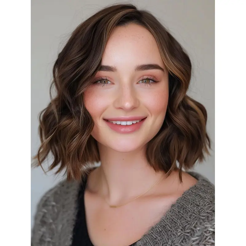 Human Wigs For Women Bob Brown 12" Layered Monofilament Wigs