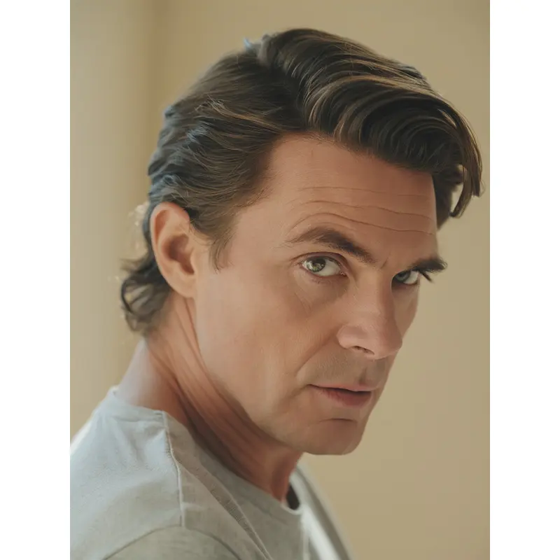 Lace Front Wigs Men Remy Human Hair Wavy Brown Short Wigs