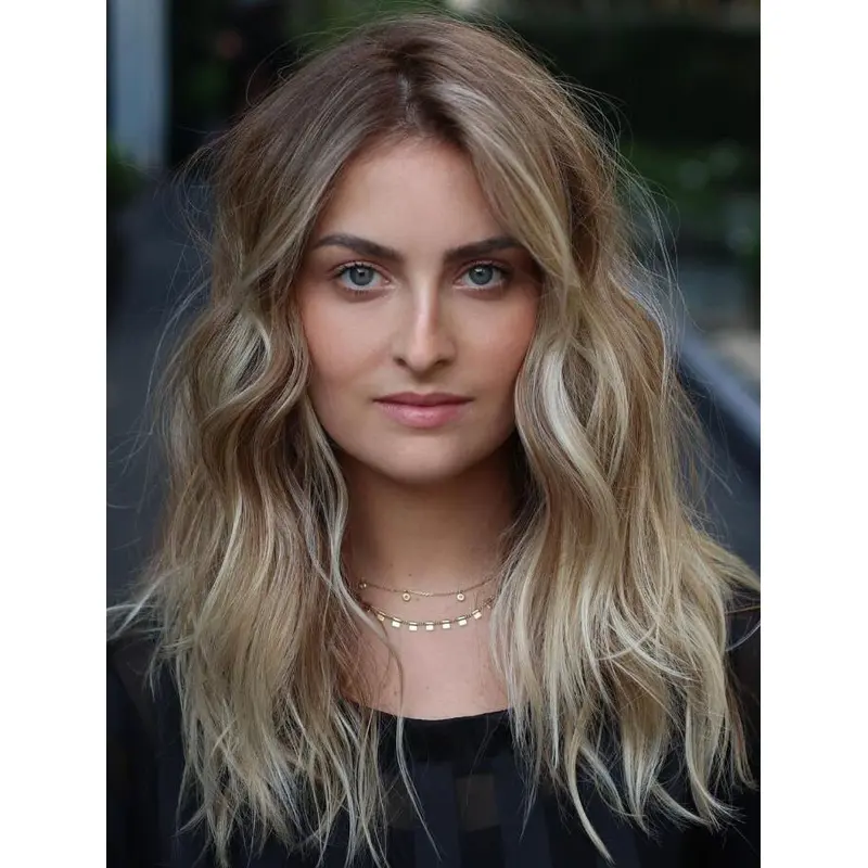 Long Shag Wigs Wavy Lace Blonde Wig Synthetic Without Bangs Long Wigs