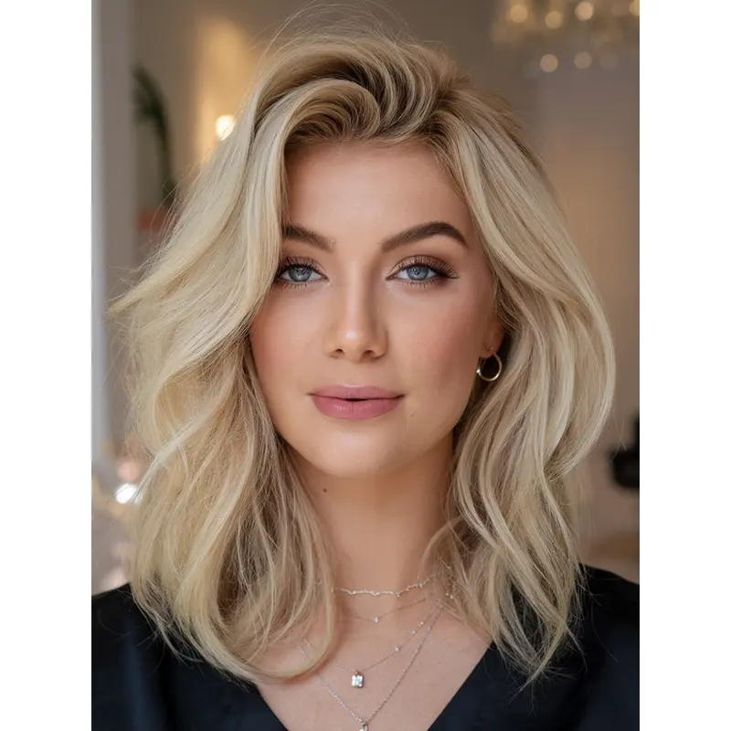 Medium Wigs For Women Layered 12" Blonde Monofilament Wigs
