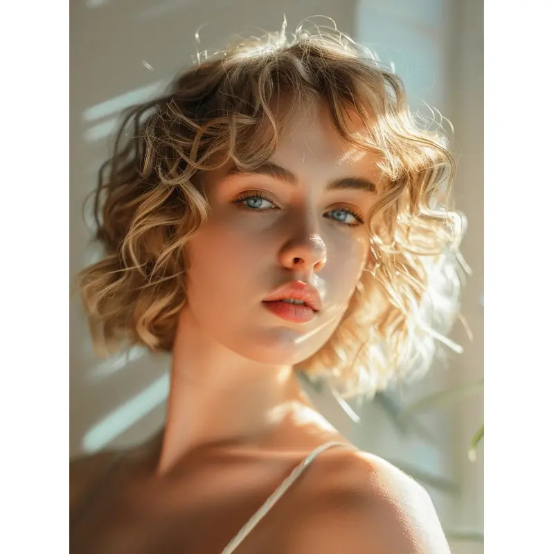 Short Blonde Wig Bobs Lace Front Remy Human Hair 8" Wavy Wigs