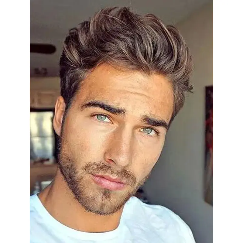 Straight Mono Crown Synthetic Brown Durable 6" Short And Messy Wigs