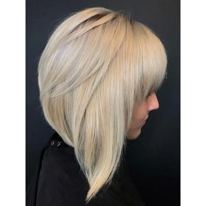 Celebrity Wigs Straight Lace Front Blonde Synthetic With Bangs Lob Wigs