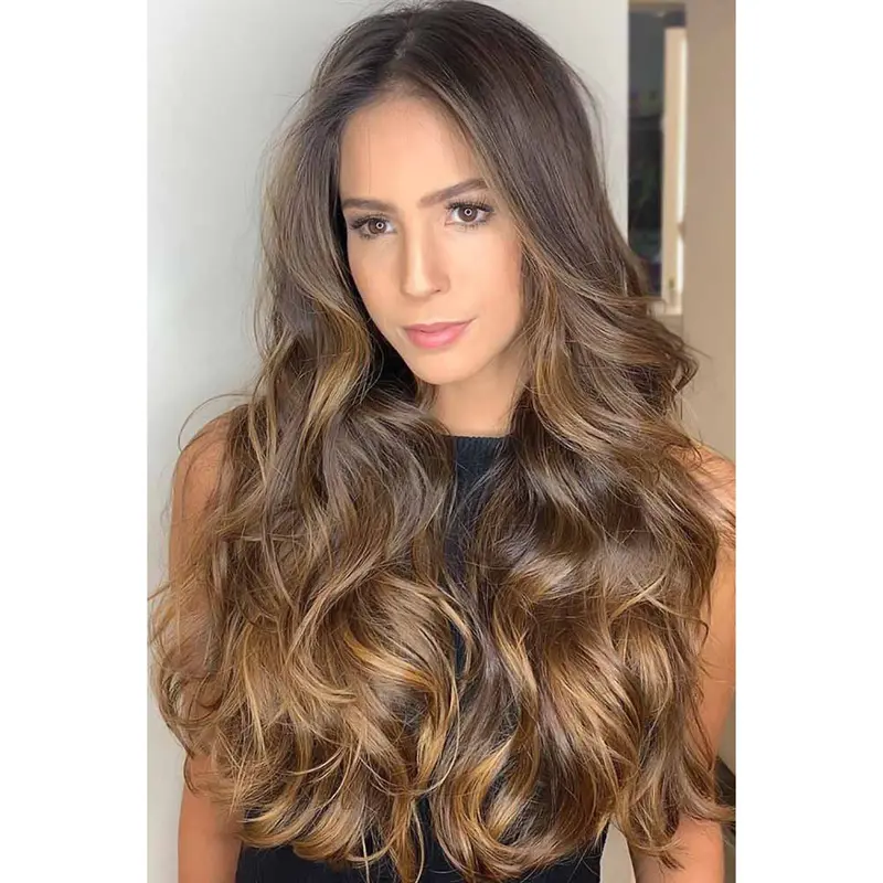 Long Brown Wigs Wavy Synthetic Lace Wigs Discount Wigs Long Hair