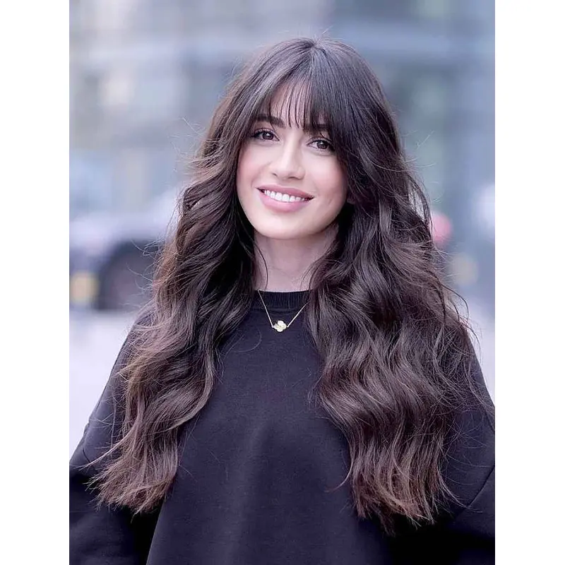 Long Hair Wigs For Women With Bangs Lace Front Wigs Synthetic Wigs