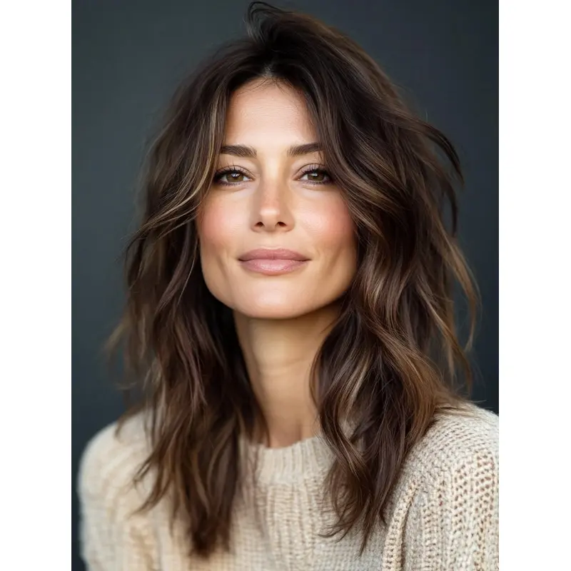 Medium Brown Wig Monofilament Shoulder Length Wavy 14" Wigs