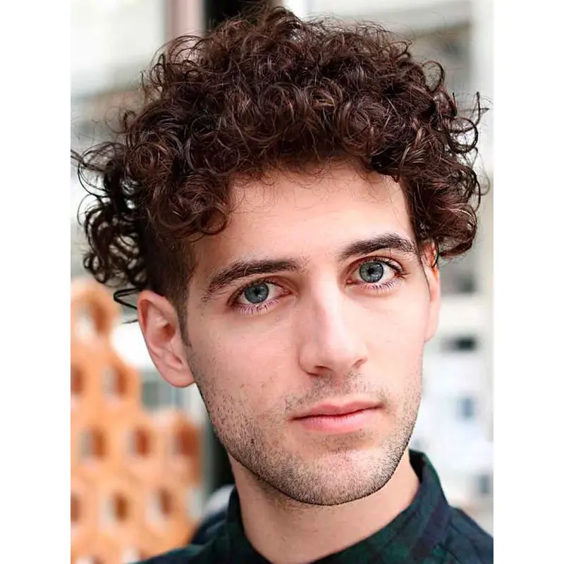 Real Looking Wigs For Men Brown 4" Cropped Layered Monofilament Wigs