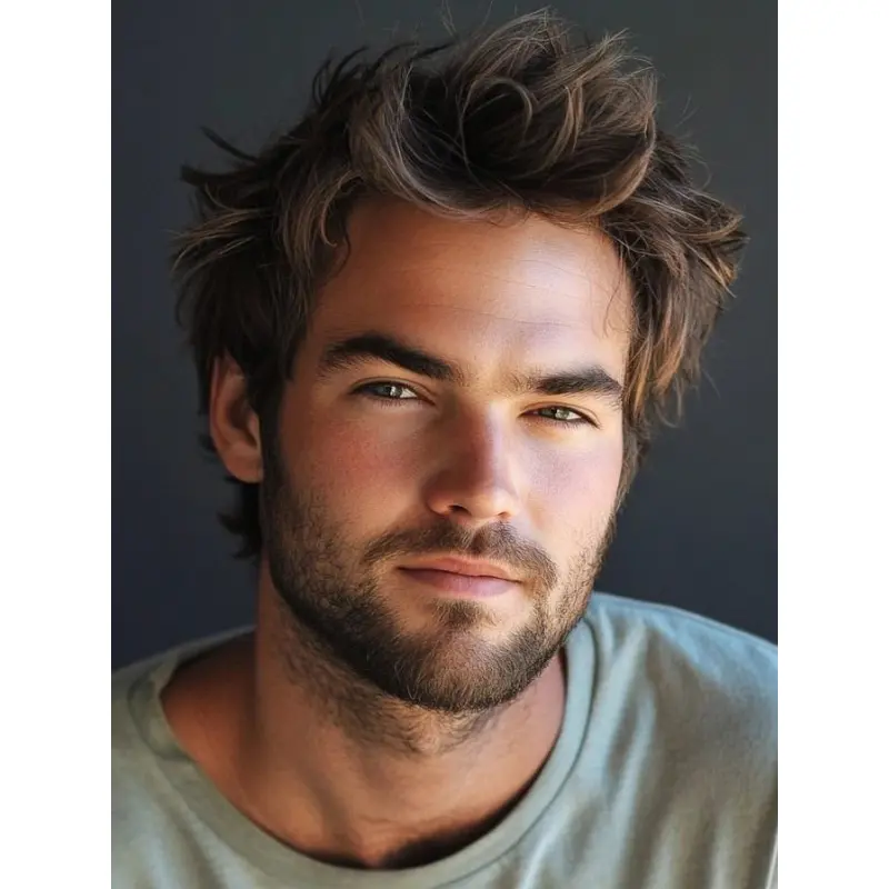 Wigs Human Hair For Men 4" Wavy Monofilament Boycuts Wigs