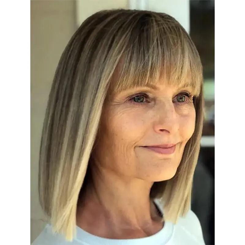 Wigs Medium Length Lace Front Straight Wigs Bob Blonde Synthetic Wigs