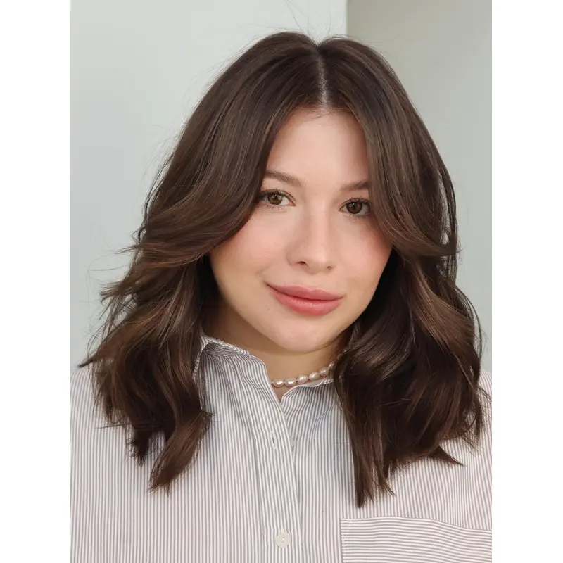 Brown Medium Wig Wavy 14" Layered Monofilament Wigs