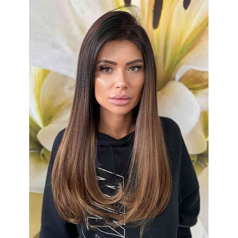 Long Straight Wigs Brown Synthetic Without Bangs Wigs Long Hair Wigs