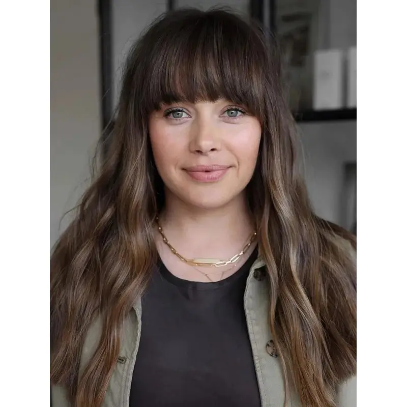 Long Wigs With Bangs Wavy Synthetic Wigs Lace Front Wigs