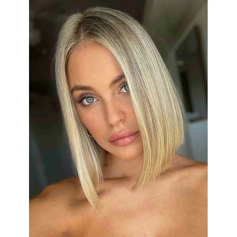 Medium Length Wigs Straight Bobs Wigs Synthetic Lace Front Wigs