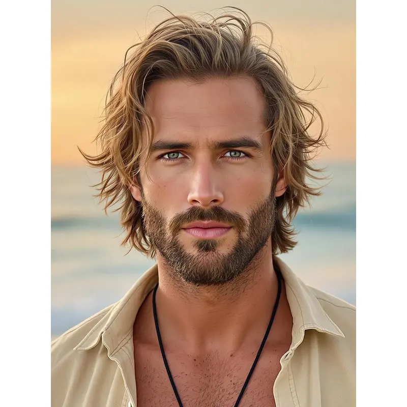 Men Lace Fronts Wigs Synthetic Wavy Blonde Short Wigs