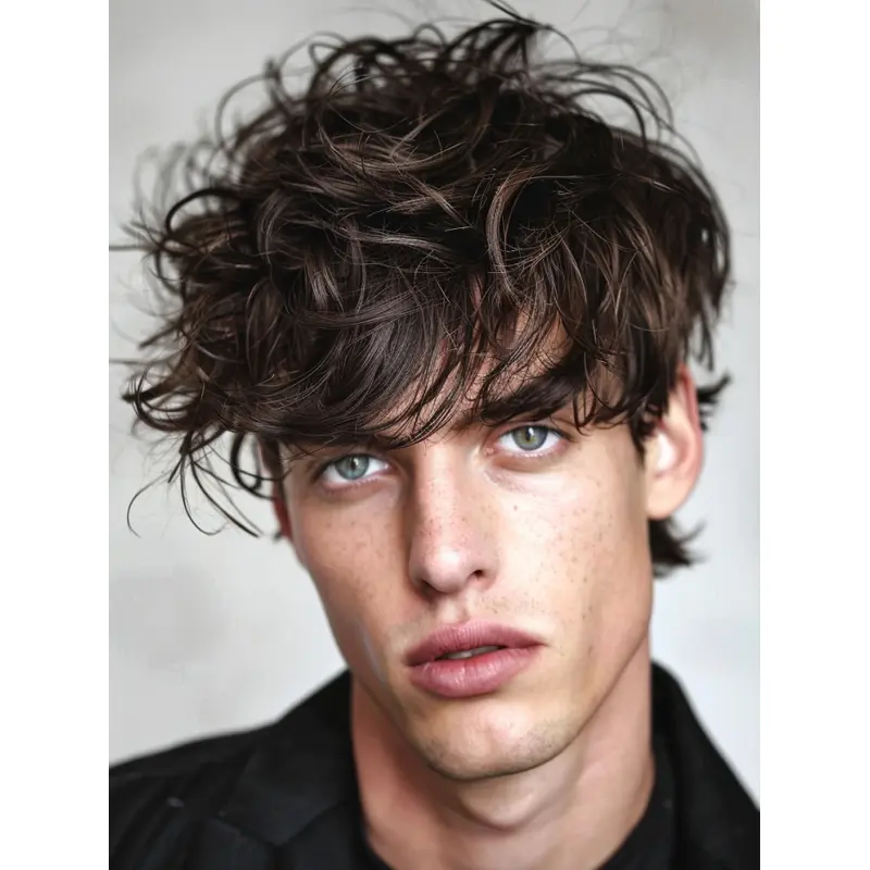 Men'S Synthetic Hair Wigs For Sale With Bangs Brown 6" Wavy Wigs