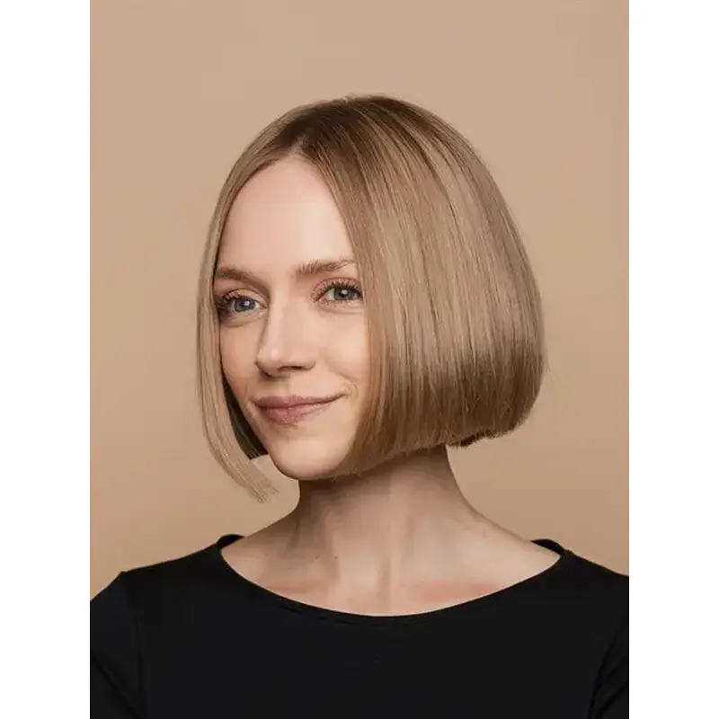Wig Medium Hair Bobs Chin Length Blonde 10" Remy Human Hair Straight Wigs
