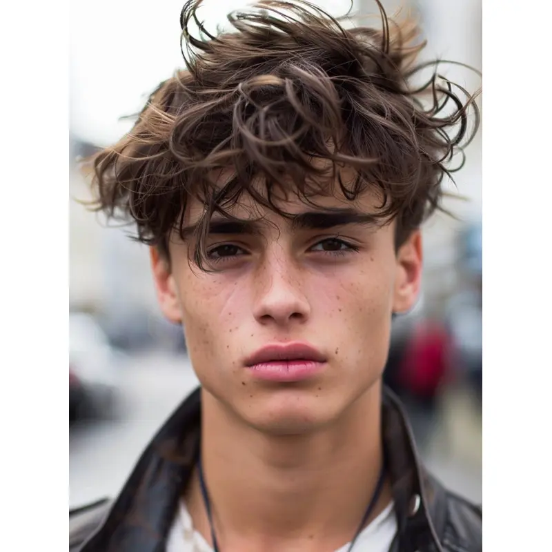 Wigs Human Hair Men With Bangs Wavy Cropped Wigs
