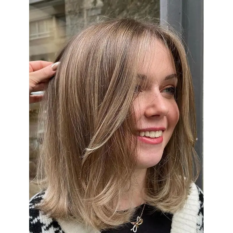 Bob Lace Human Hair Wigs 12" Blonde Straight Shoulder Length Wigs