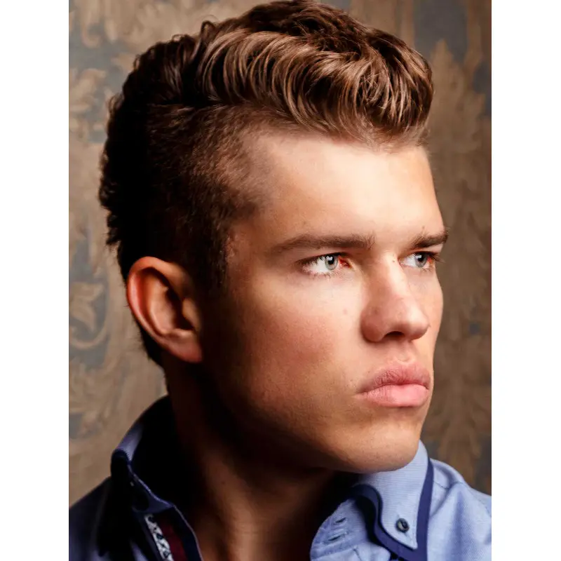 Capless Blonde Wavy Remy Human Hair Short 50s Pompadour Men Wigs