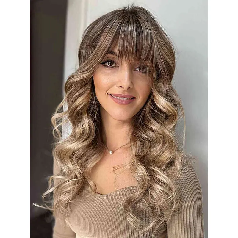 Layered 18" Human Hair Long Wig
