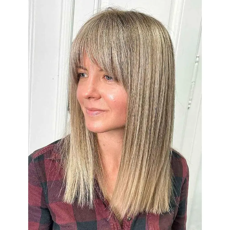 Long Blonde Wig Synthetic With Bangs Wigs Straight Lace Front Long Wigs