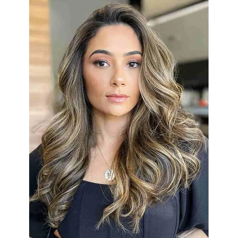 Long Blonde Wig Wavy Synthetic Lace Wig Without Bangs Wigs Long Hair Wigs