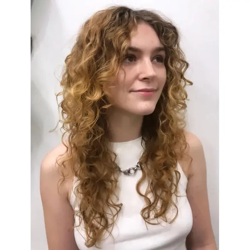 Long Curly Hair Wigs Blonde Synthetic Wig Flexibility Lace Long Layered Wigs