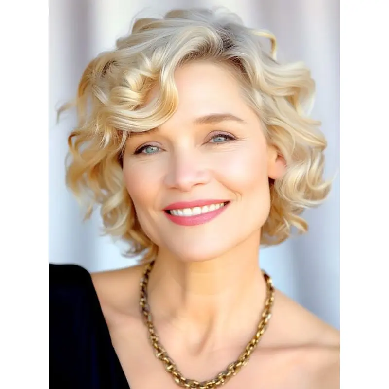 Short Wavy Wigs Human Hair Layered 8" Lace Front Wigs