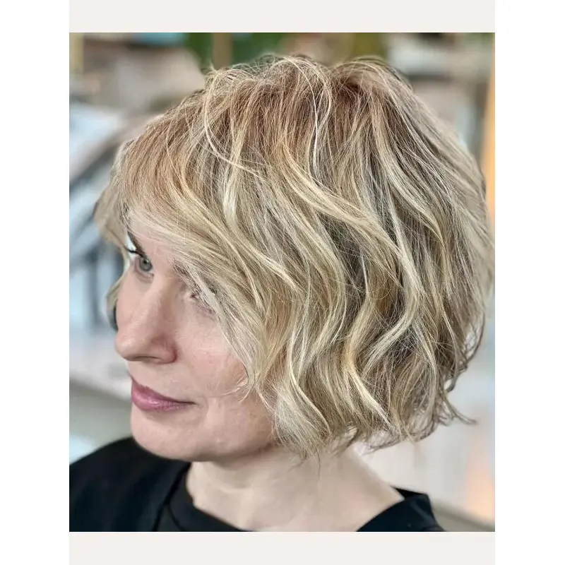 Yellow Wig Wavy Lace Front Synthetic Bobs Blonde Highlights Wigs