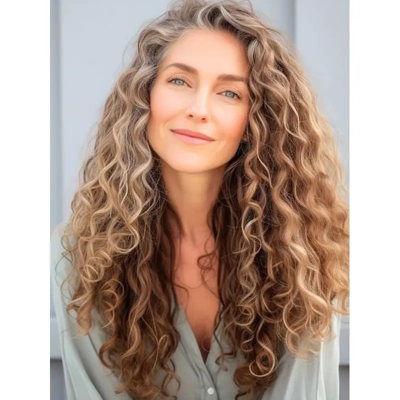 18" Curly Lace Front Blonde Wig Long