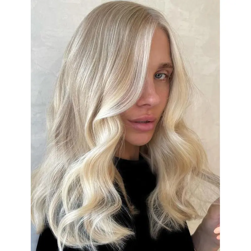 Lace Wigs Blonde Without Bangs Wigs Shoulder Length Wavy Synthetic Wigs