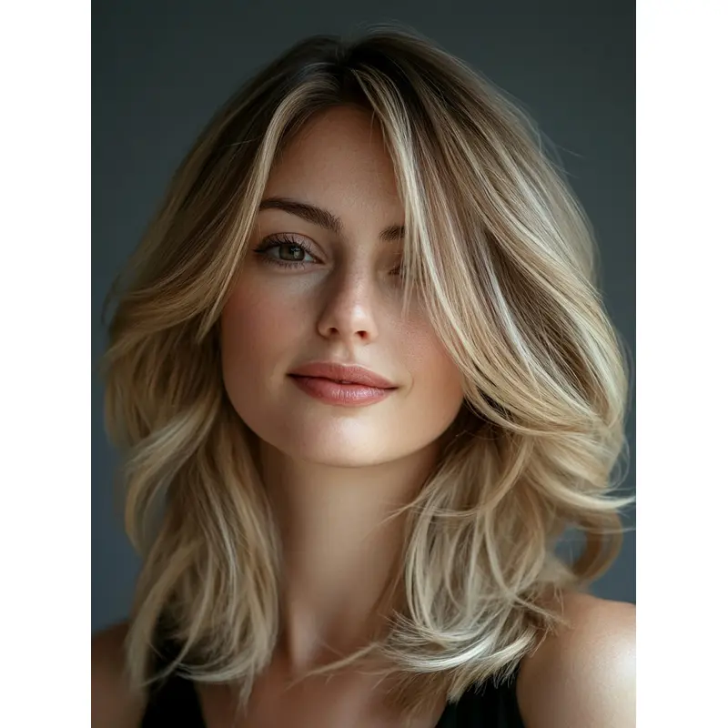 Layered Wigs Medium Length Monofilament Wavy Blonde 14" Synthetic Wigs