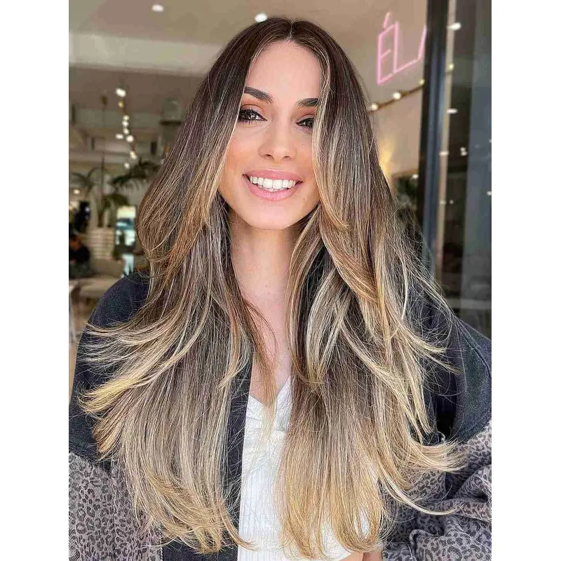 Long Hair Wigs Layered Wavy Blonde Wig Lace Front Long Wigs