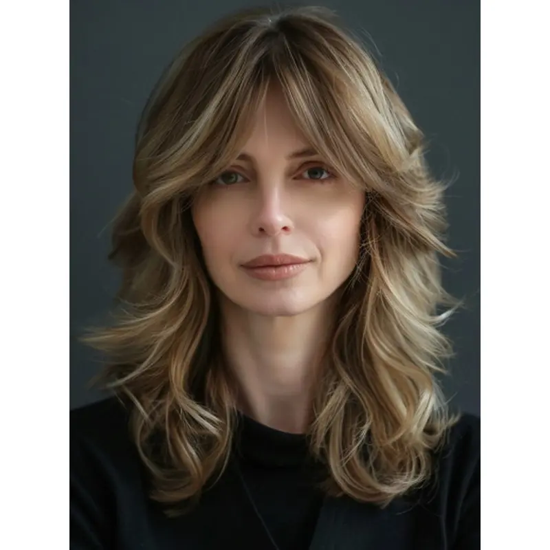 Medium Length Lace Front Wigs Blonde 14" With Bangs Wigs