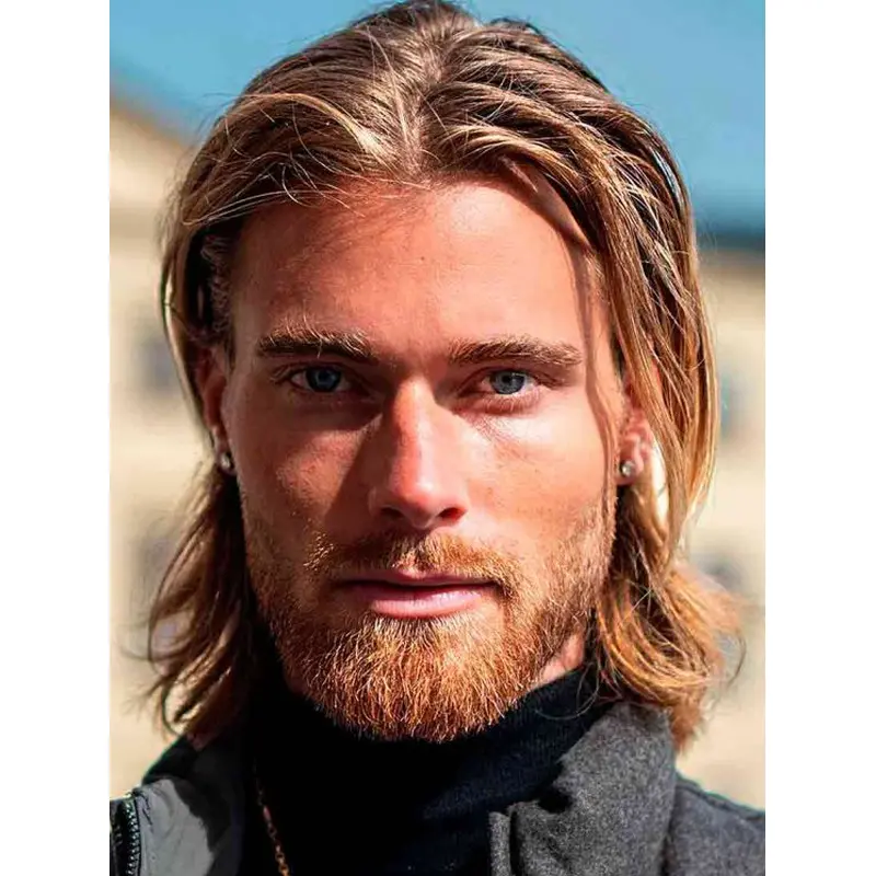 Mens Lace Front Wigs Layered Blonde Remy Human Hair Wigs