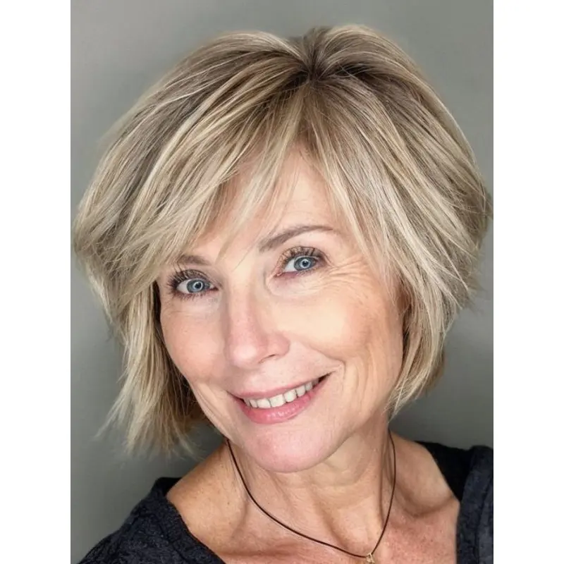 Short Blonde Lace Front Wig 8" Layered Wigs
