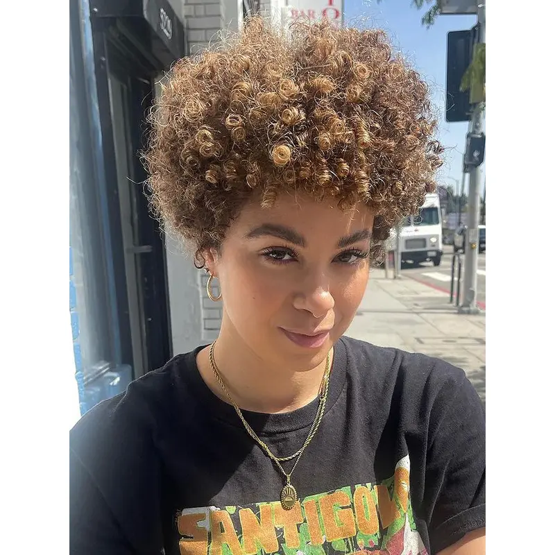 African American Human Hair Wig Kinky 4" Lace Front Wigs