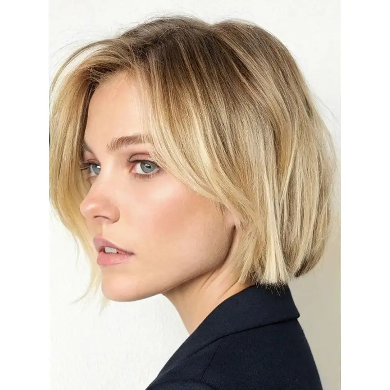 Blonde Bob Wigs Synthetic 10" Straight Layered Wigs