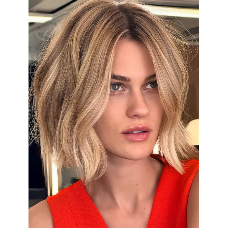 Bob Wig Hairstyles Blonde Straight 10" Monofilament Chin Length Wigs