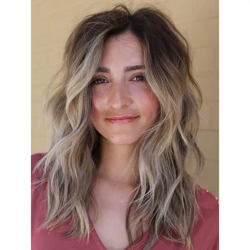 Cheap Blonde Lace Front Wigs Wavy Synthetic Without Bangs Textured Wigs