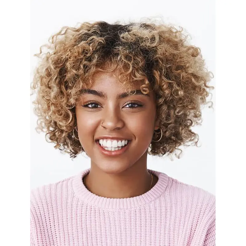 Curly African American Wigs Lace Front Blonde Wigs Layered Synthetic Wigs