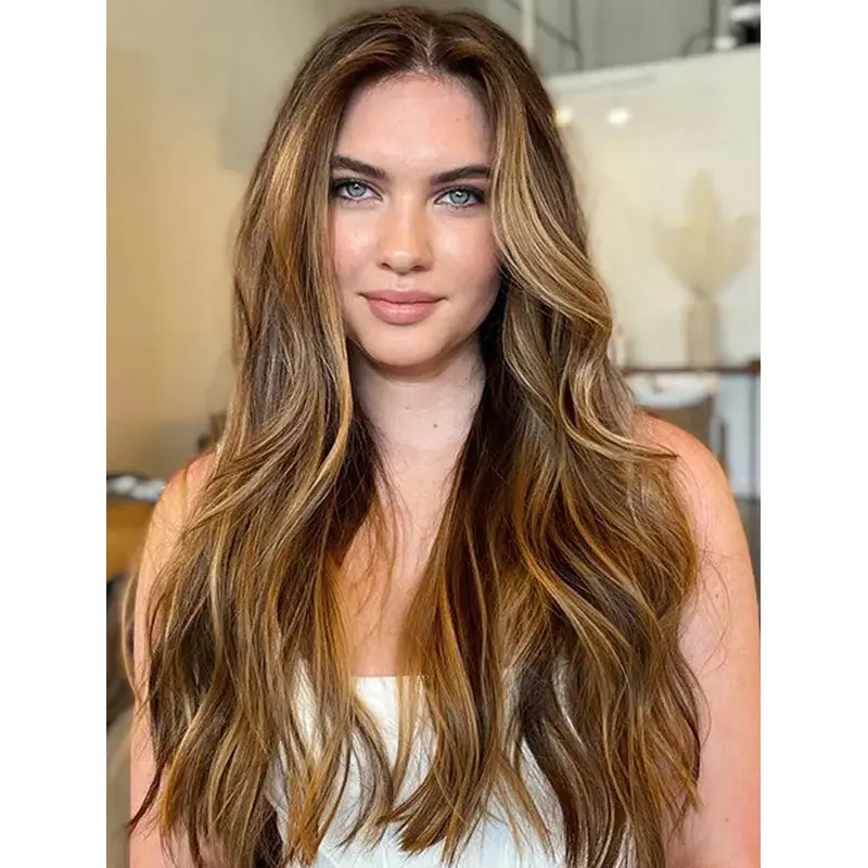 Long Blonde Wig Without Bangs Ideal Synthetic Wigs Wavy Wigs Long Hair